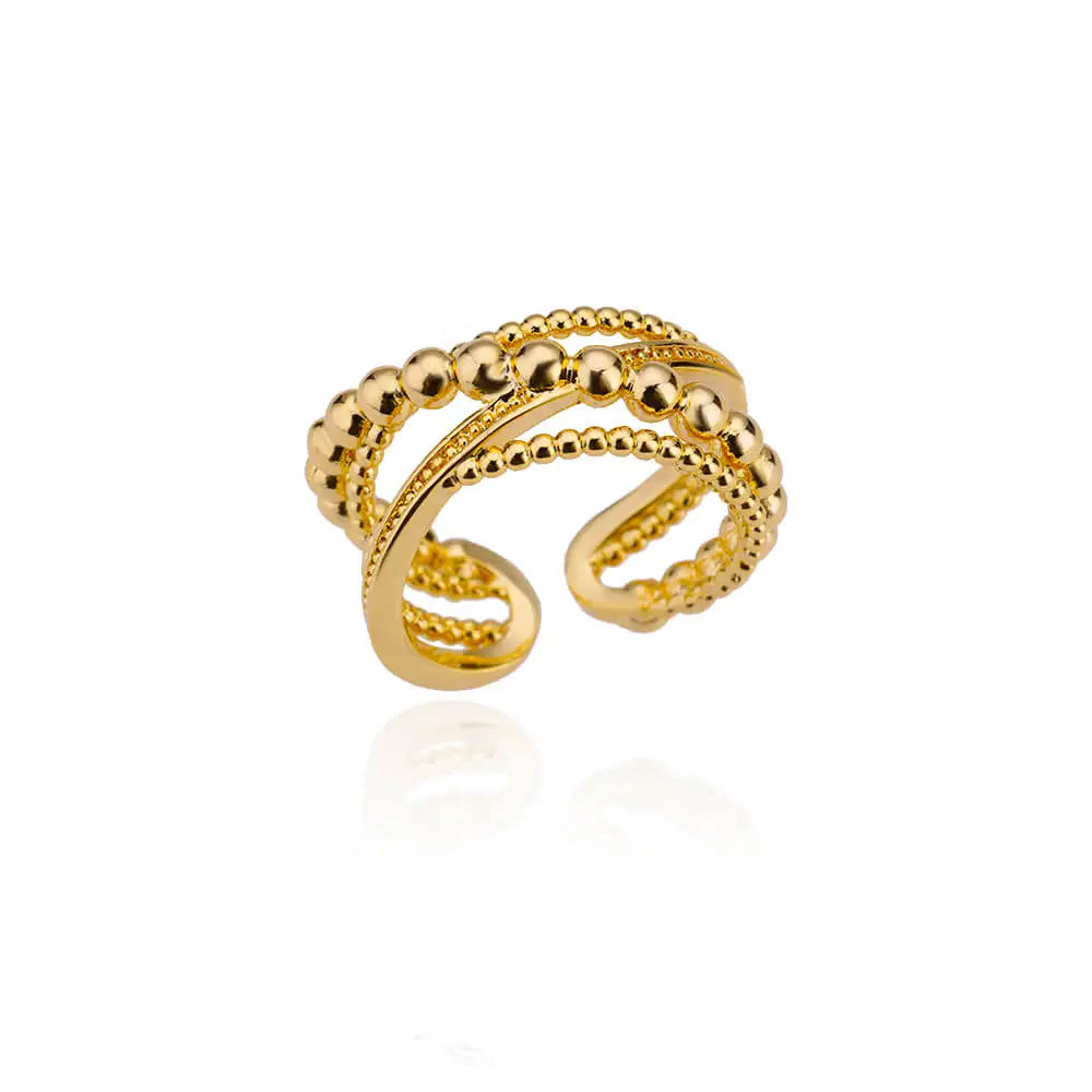Anillos cruzados de acero inoxidable para mujer, anillo de apertura Irregular chapado en oro, joyería estética de boda