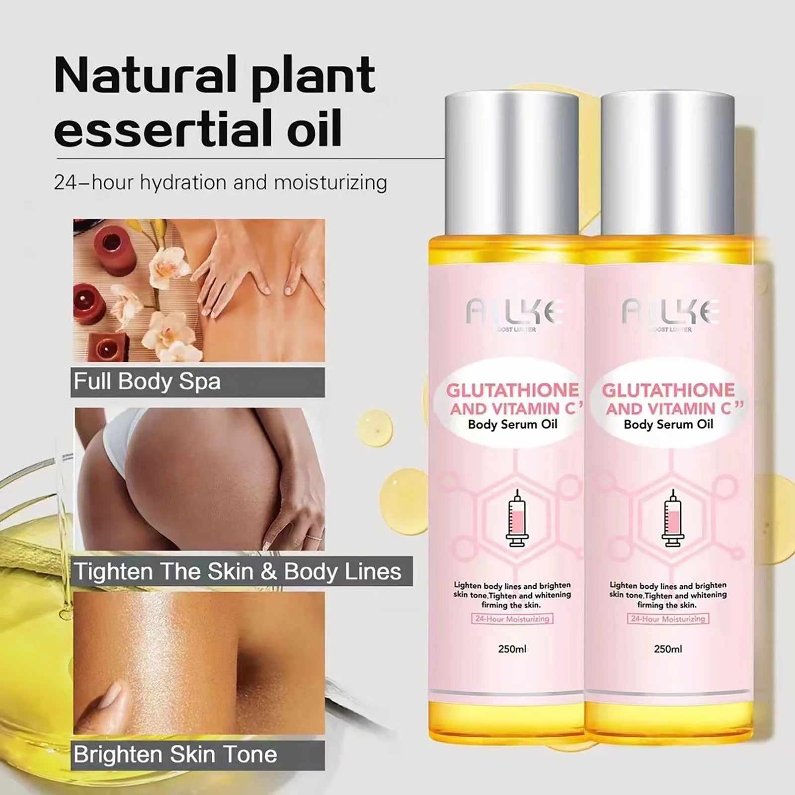 AILKE blanqueamiento eliminar manchas negras loción para el cuidado de la piel Facial crema hidratante glutatión corporal vitamina C piel negra cara nuevo conjunto