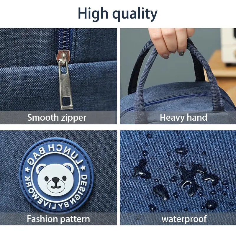 Bolsa de almuerzo aislada para mujeres y niños, bolsa térmica portátil, bolsa de hielo, contenedor de comida de lona, bolsas de Picnic de alimentos