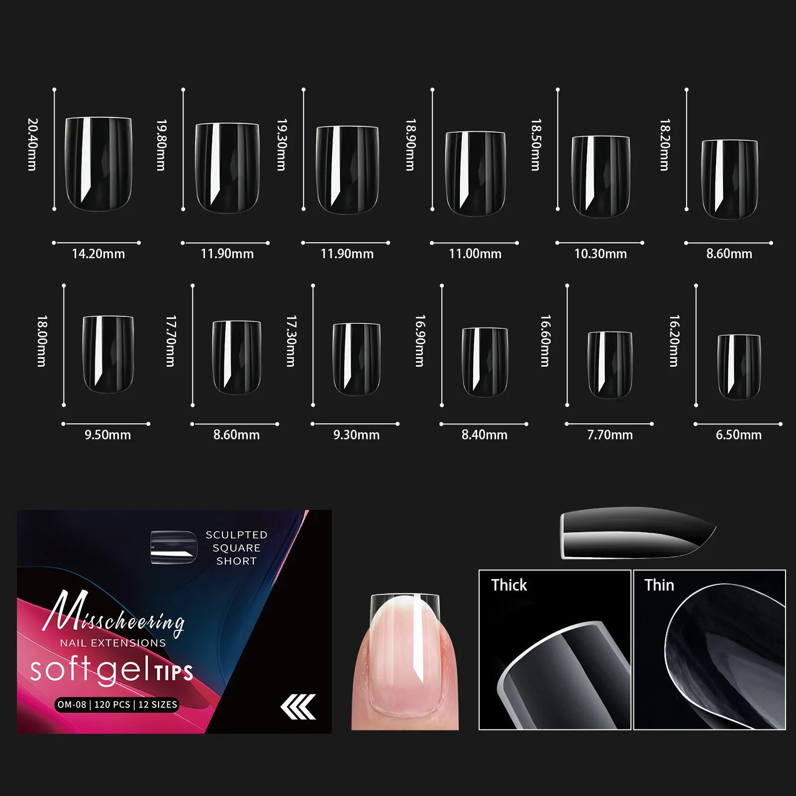 120/140 Uds. Puntas de uñas postizas de aguja de almendra extensión de uñas postizas suaves y transparentes para el hogar DIY salón de uñas manicura prensa en las uñas