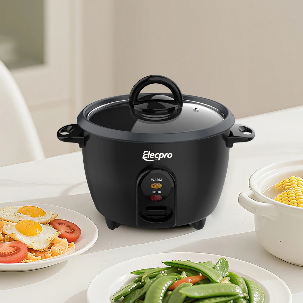 Elecpro Mini olla arrocera de 3 tazas de arroz con vaporizador, vaporizador de alimentos pequeño portátil, olla interior antiadherente extraíble de calidad alimentaria