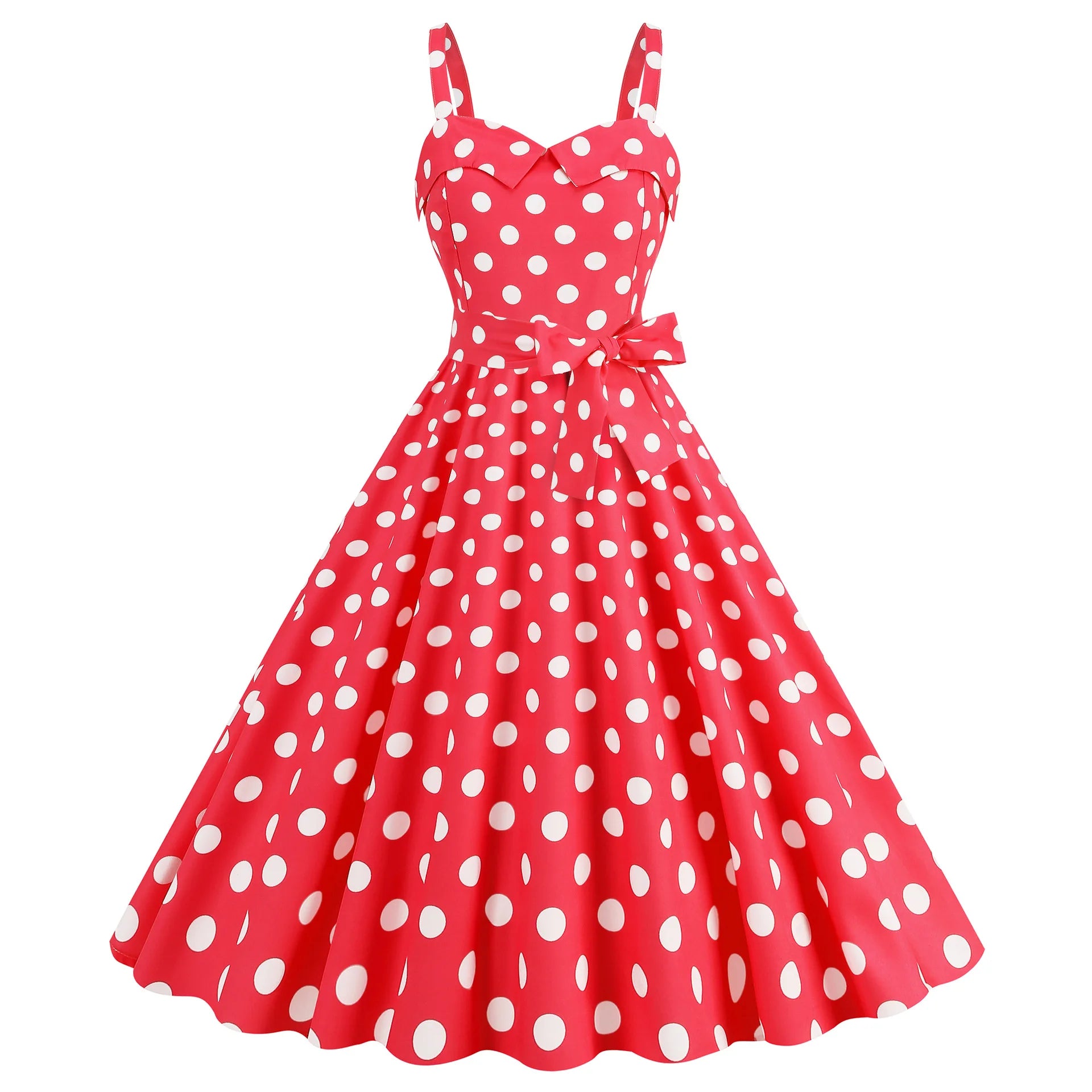 Elegante Vestido de Mujer con Estampado de Puntos, Estilo Hepburn de los Años 50 y 60, Vestido Vintage Sexy con Cuello Halter, Estilo Rockabilly Retro para Fiesta u Oficina, Vestido Pinup 2026