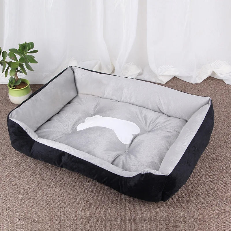 Sofá cuadrado suave para perros grandes, cojín elástico para casa de perros, cama mediana cálida para invierno, perrera lavable para gatos, accesorios para el hogar