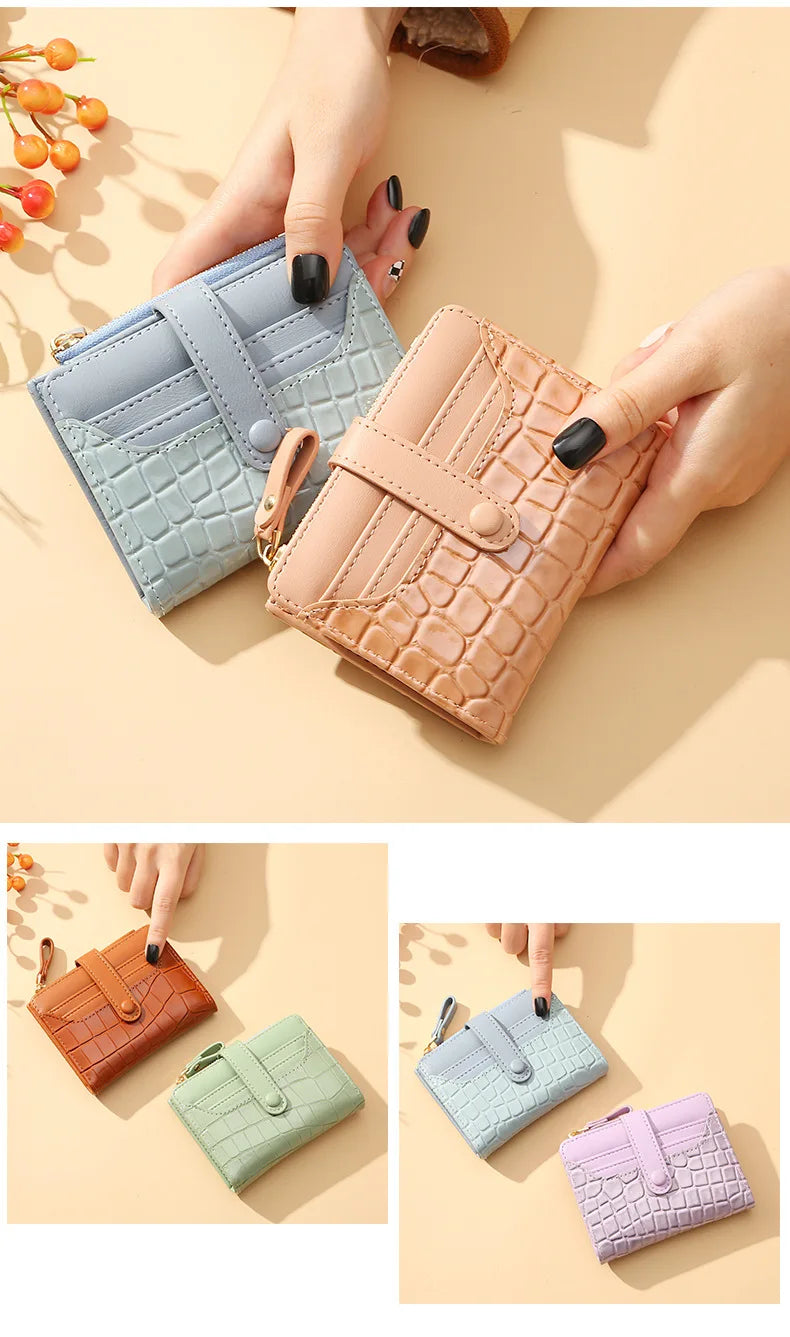 Cartera corta para mujer, monedero pequeño de cuero de marca de lujo a la moda, tarjetero para mujer, bolso de mano para mujer, billetera con Clip para dinero 2023
