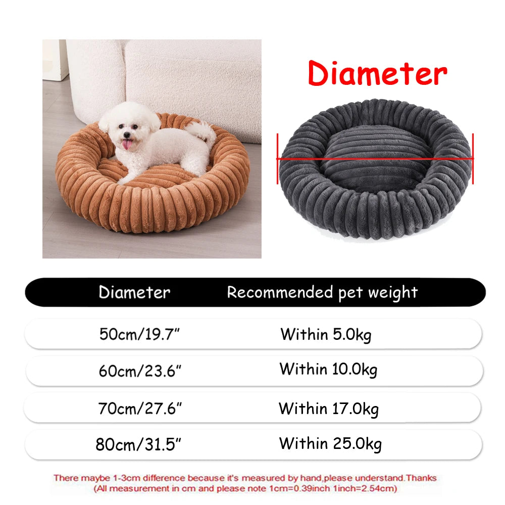 Cama redonda para perros, cama cálida de invierno para gatos, cesta de felpa para perros, cama lavable para mascotas, sofá para perros pequeños, medianos y grandes