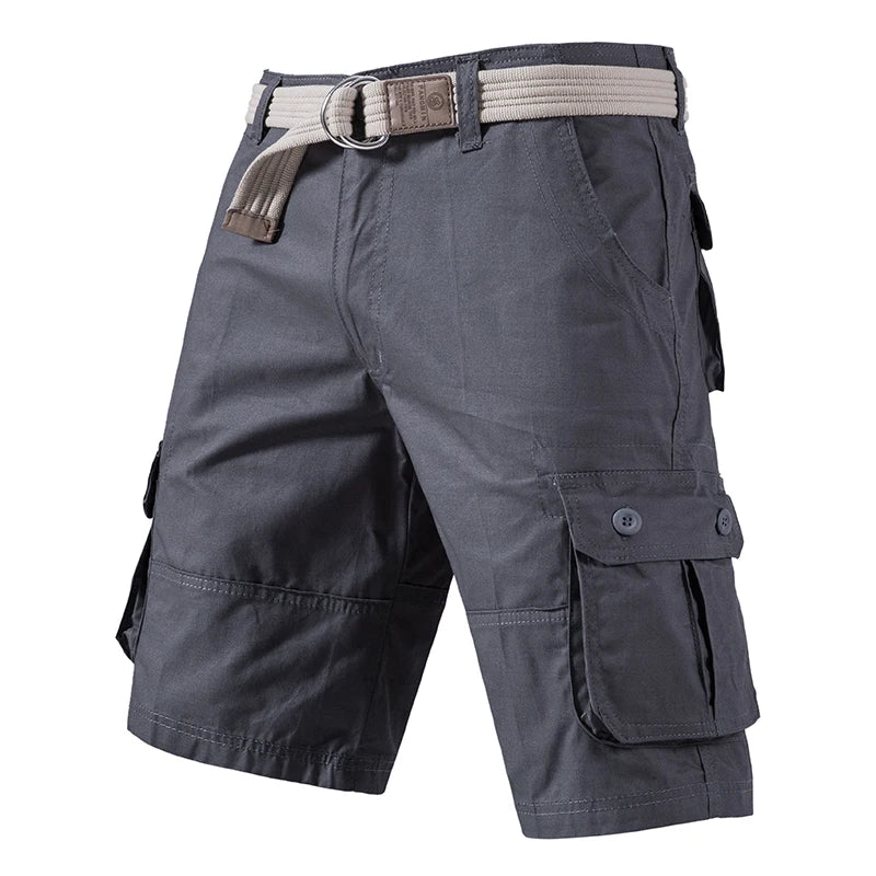 Pantalones cortos Cargo hasta la rodilla para hombre, Bermudas deportivas informales, pantalones cortos de algodón de talla grande, pantalones cortos rectos de Golf para correr y gimnasio