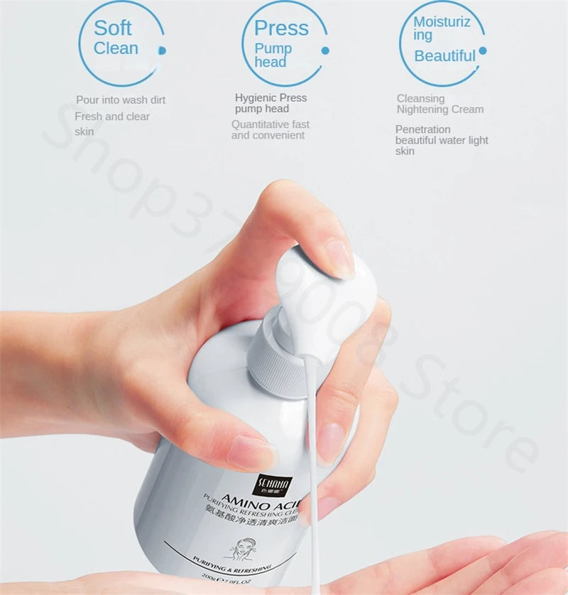 Limpiador Facial de aminoácidos, limpieza profunda, limpiador hidratante con Control de aceite, Gel de limpieza suave, productos de lavado de cara para el cuidado de la piel