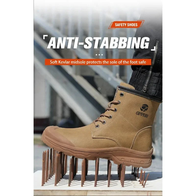 Botas de trabajo de microfibra de alta gama para hombre con puntera de acero para antigolpes y antipinchazos, antipinchazos de Kevlar