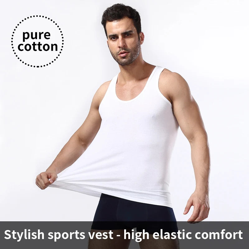 Chaleco de talla grande de Color sólido para las cuatro estaciones para hombre, Top cómodo de algodón puro para deportes juveniles y Fitness, Base para mediana edad, 1/3 piezas