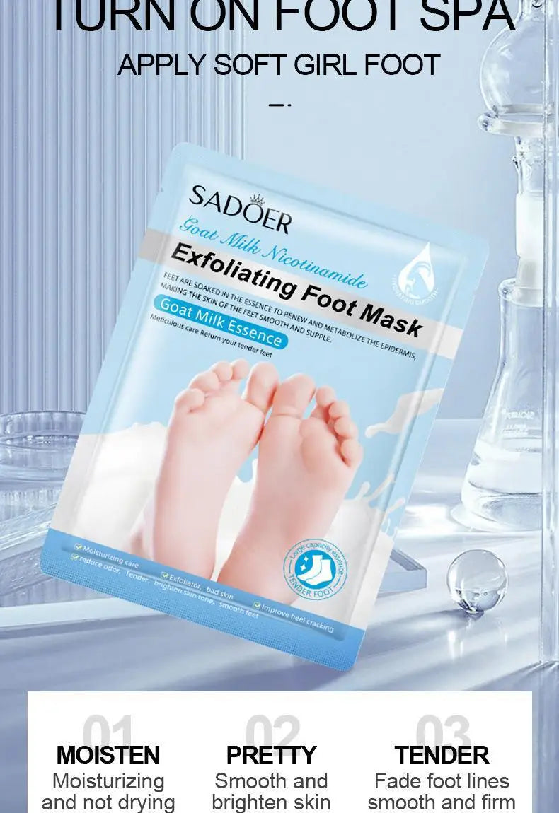 3 pares SADOER mascarilla de lavanda para pies mascarilla exfoliante de pies hidratante antienvejecimiento pies pedicura exfoliante pies cuidado de la piel