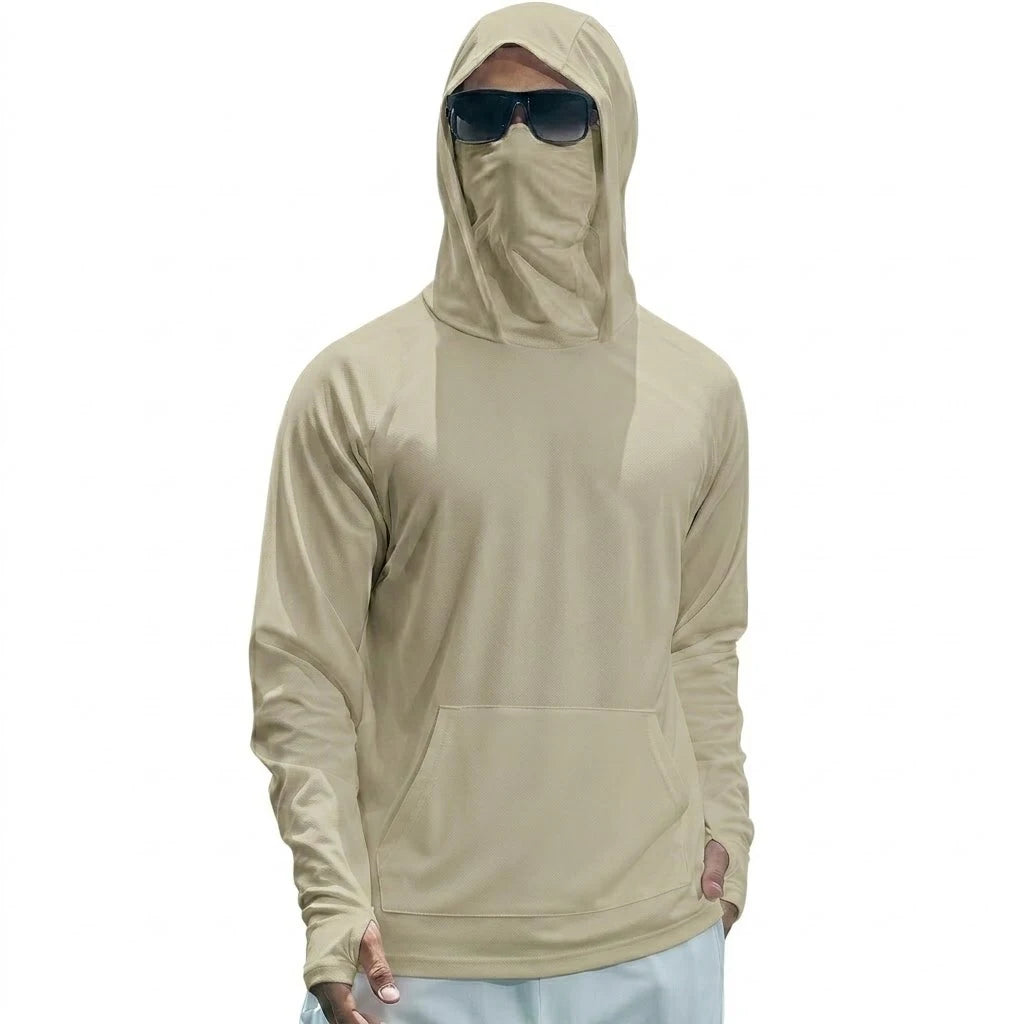 Camiseta de Manga Larga con Capucha para Hombre, Protección Solar UPF50+, de Secado Rápido, para Correr, Pesca, Deporte, Estilo Urbano