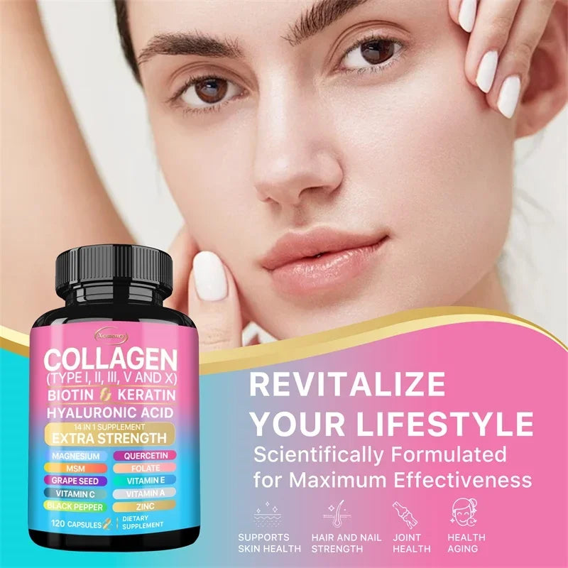 Suplemento de colágeno: apoya el cuidado de la piel, las uñas, el cabello, los antioxidantes y el sistema inmunológico