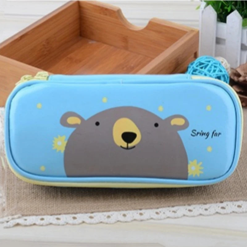 Estuche de cuero PU para lápices de dibujos animados, bolsa de almacenamiento de papelería escolar, estuche bonito para estudiantes, bolsa para bolígrafos para niños, regalos y premios
