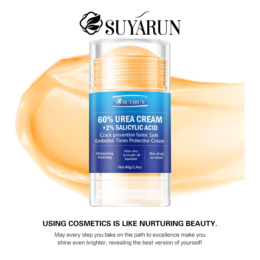 SUYARUN Crema para el cuidado de los pies con urea al 60% - Reparación intensiva del talón agrietado, eliminador de callos para pies secos - Absorción rápida de la piel del pie.