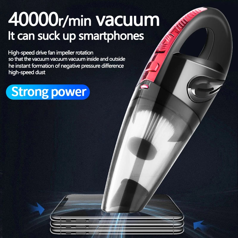 Aspirador inalámbrico portátil, multifunción para coche y hogar de doble uso, batería recargable y duradera, fuerte succión