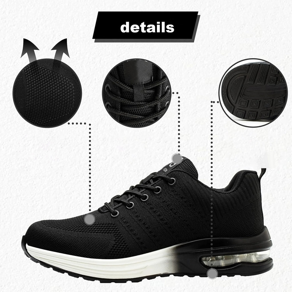 Zapatos de seguridad indestructibles para mujer, zapatos de trabajo con punta de acero antipinchazos, zapatillas ligeras antideslizantes con cojín de aire