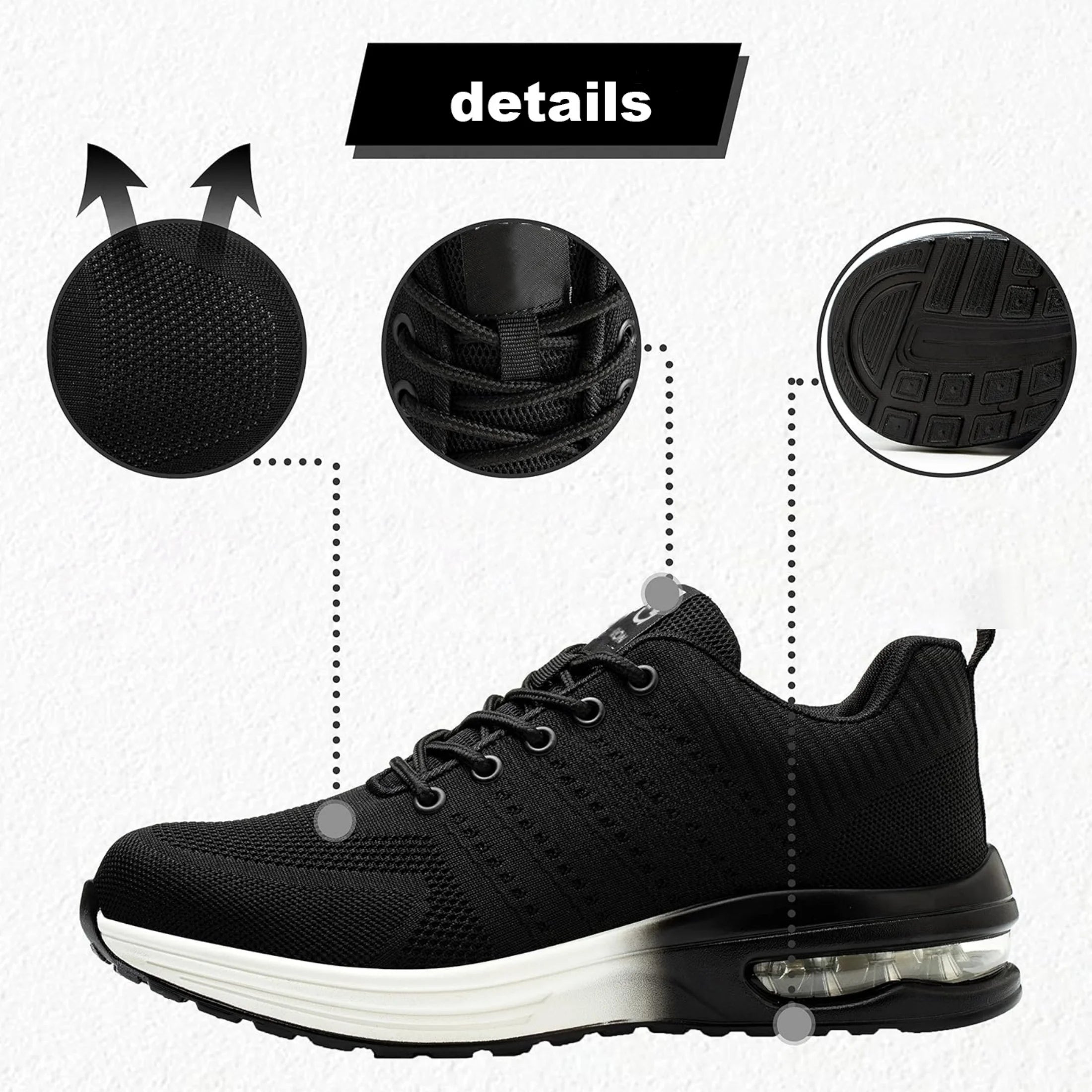 Zapatos de seguridad indestructibles para mujer, zapatos de trabajo con punta de acero antipinchazos, zapatillas ligeras antideslizantes con cojín de aire