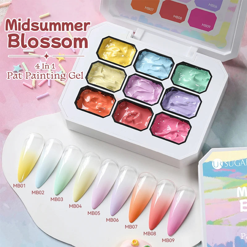 UR SUGAR 9 colores Pat pintura Gel uñas 4 en 1 semipermanente remojo uñas LED UV usadas para patrón de estampado degradado