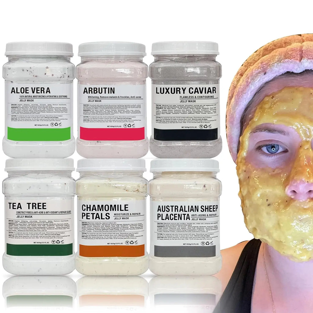 6 uds máscara de gelatina en polvo al por mayor 650G máscaras profesionales uso en salón de belleza productos para el cuidado de la piel Facial