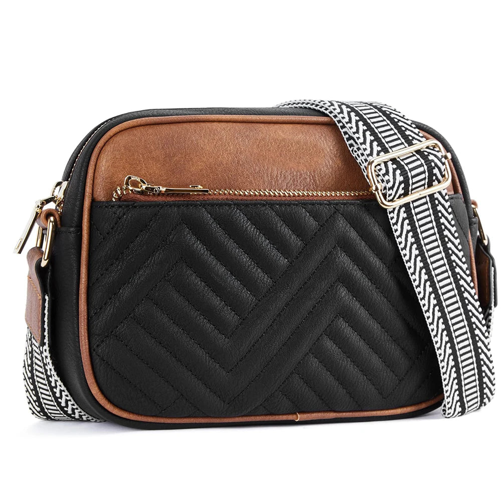Bolsos cruzados acolchados para mujer, bolsos cuadrados de cuero vegano, bolsos pequeños con correa ancha, bolso bandolera para mujer