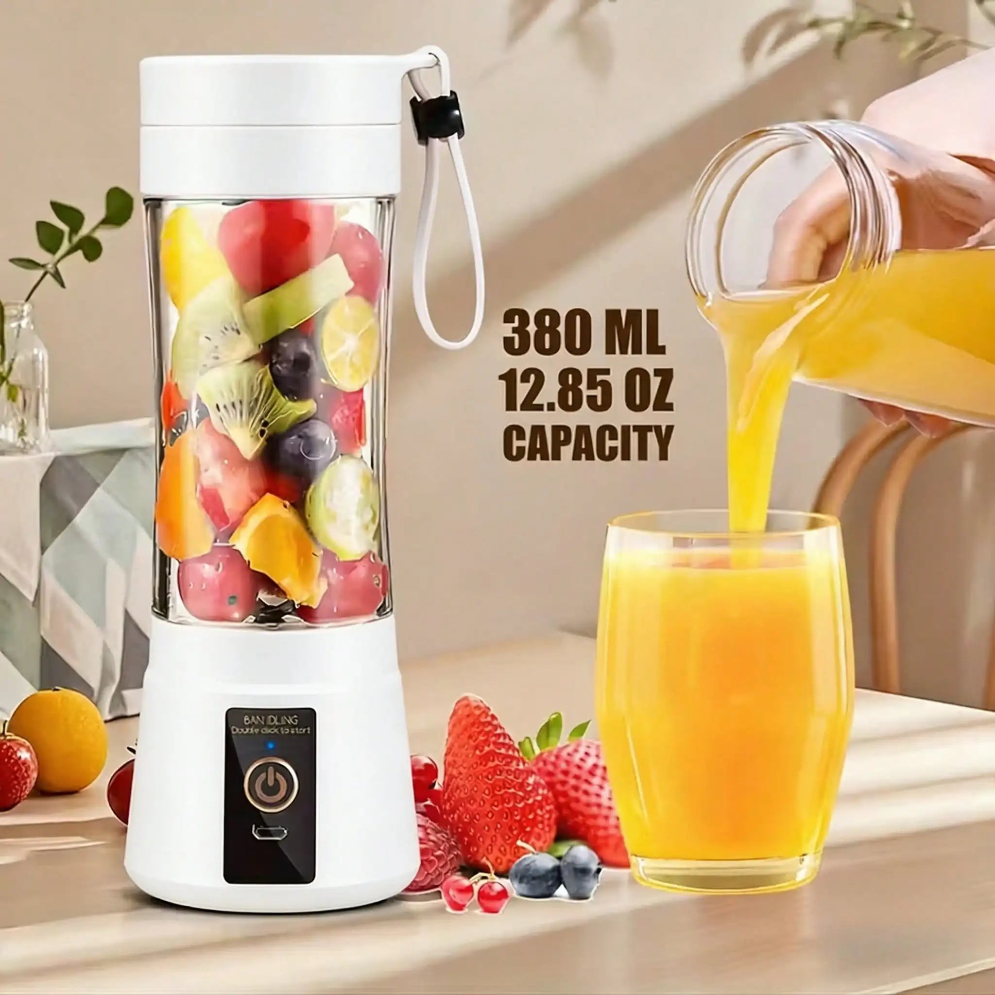 Exprimidor portátil con carga USB de 12 cuchillas, mini licuadora personal de 500 ml, máquina eléctrica para hacer batidos, mezclador compacto recargable para batidos, bebidas de frutas y verduras, uso en viajes, hogar, of