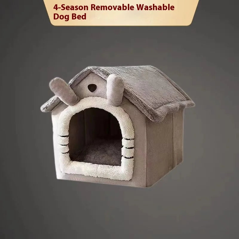 Cama estilo casa para perros para todas las estaciones, cama extraíble y lavable para mascotas para perros pequeños, casa cálida de invierno para perros y gatos