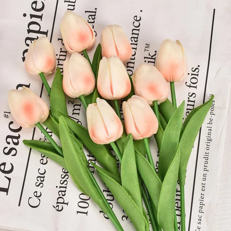 3/5/10/15/20 piezas tulipanes flores artificiales ramo de flores de tacto Real tulipanes flor falsa para decoración del hogar de la boda