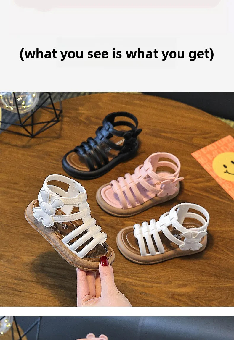 Sandalias de verano para niñas de 1 a 10 años, zapatos bonitos y versátiles de princesa a la moda para estudiantes, Sandalias planas, calzado informal