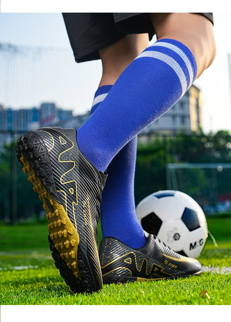 Botas de Fútbol Profesionales FG/TF para Hombre, Tacos Largos para Césped, Transpirables, Ligeras y Cómodas para Entrenamiento