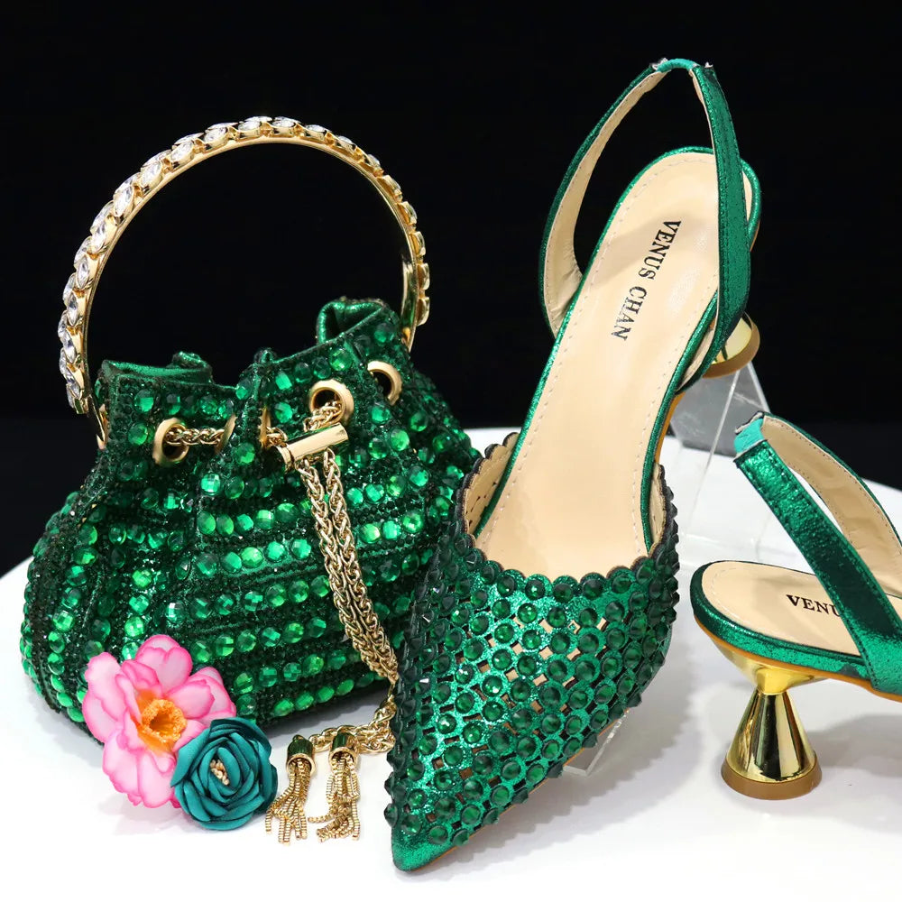Sandalias con fondo de Muffin decoradas con cuentas para mujer, zapatos y bolso cómodos y versátiles, elegantes, a la moda, verano, 2023