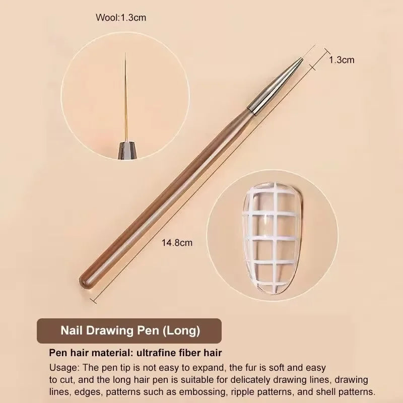 9 Bolígrafo de gel UV, pincel para uñas DIY, pincel para pintar acrílico, delineador de ojos para diseño de uñas, herramientas de pintura para exhibición de puntas de uñas.