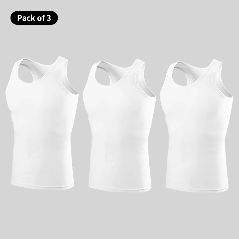 Chaleco de talla grande de Color sólido para las cuatro estaciones para hombre, Top cómodo de algodón puro para deportes juveniles y Fitness, Base para mediana edad, 1/3 piezas