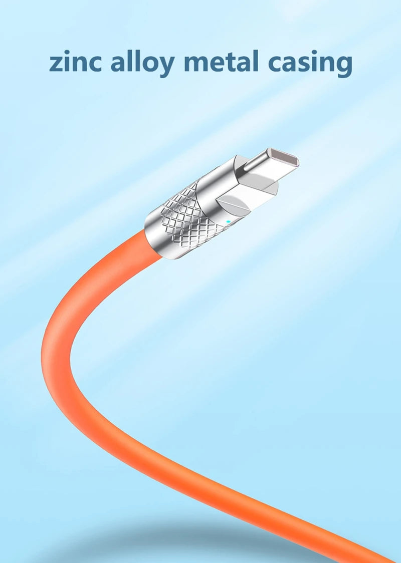 Nuevo Cable de Silicona Líquida Tipo C de Carga Súper Rápida PD de 120w 6A, Cable USB de Carga Rápida de 1M 1.5M 2M, Cable USB C a C