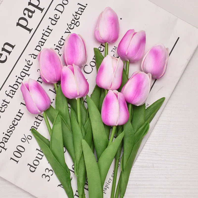 3/5/10/15/20 piezas tulipanes flores artificiales ramo de flores de tacto Real tulipanes flor falsa para decoración del hogar de la boda