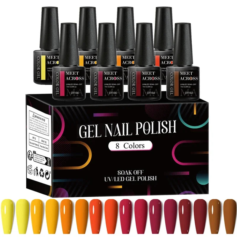 8 unids/set de esmalte de uñas de Gel fluorescente, barniz de Gel semipermanente colorido para decoración de uñas, suministros de manicura para uñas
