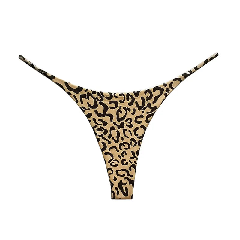 Bragas de algodón con estampado de leopardo para mujer, bragas sexis, Tanga de cintura baja, Bikini con espalda en T, ropa interior sin costuras, lencería femenina, talla S-XXL
