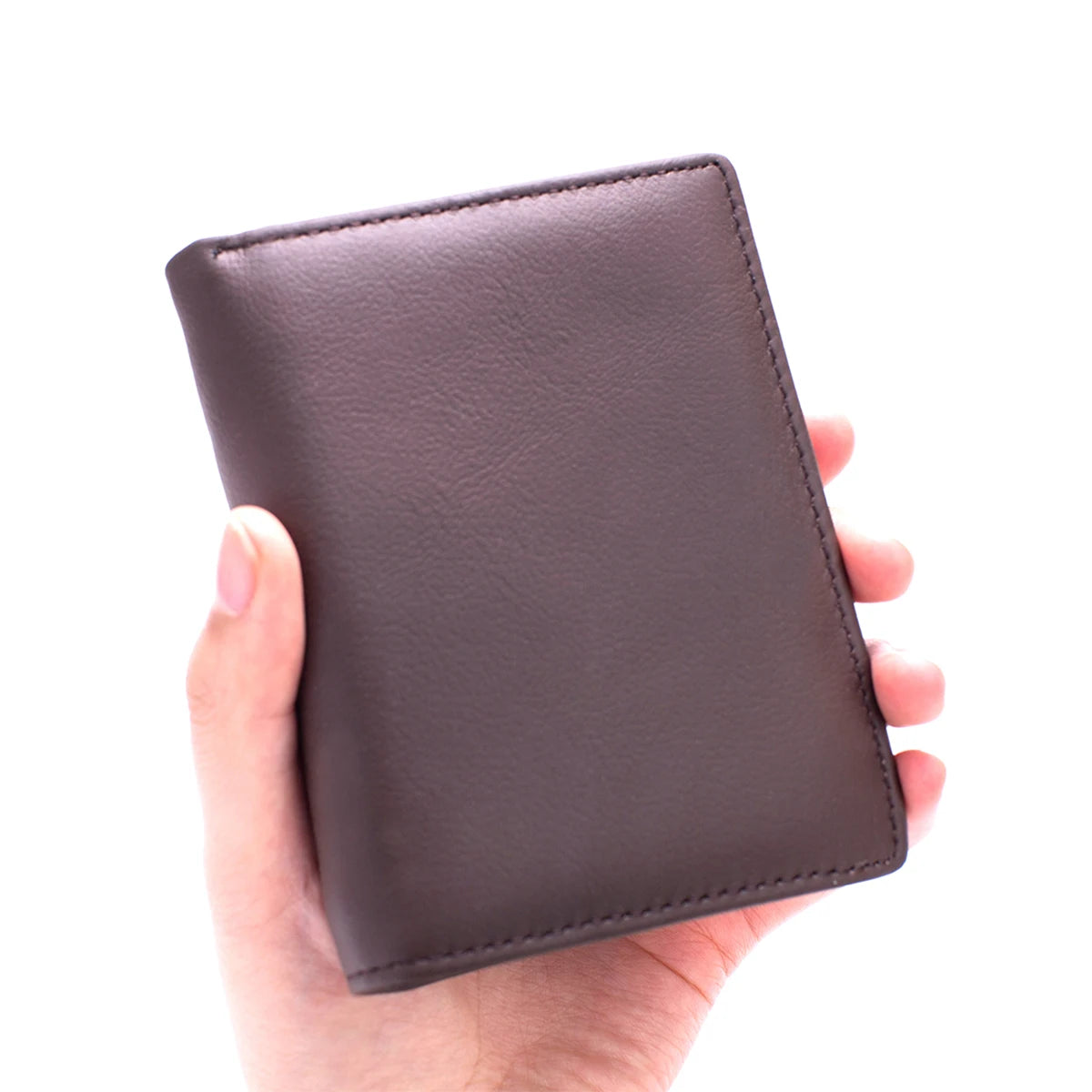 Cartera para hombre, billeteras de cuero genuino para hombre, monedero con cremallera, billeteras de negocios verticales, tarjetero antirrobo RFID, monedero