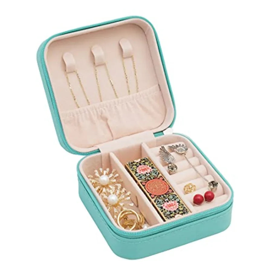 Mini estuche de viaje para joyería, pequeño organizador de joyas portátil, caja de almacenamiento portátil para anillos, pendientes, collares, regalos