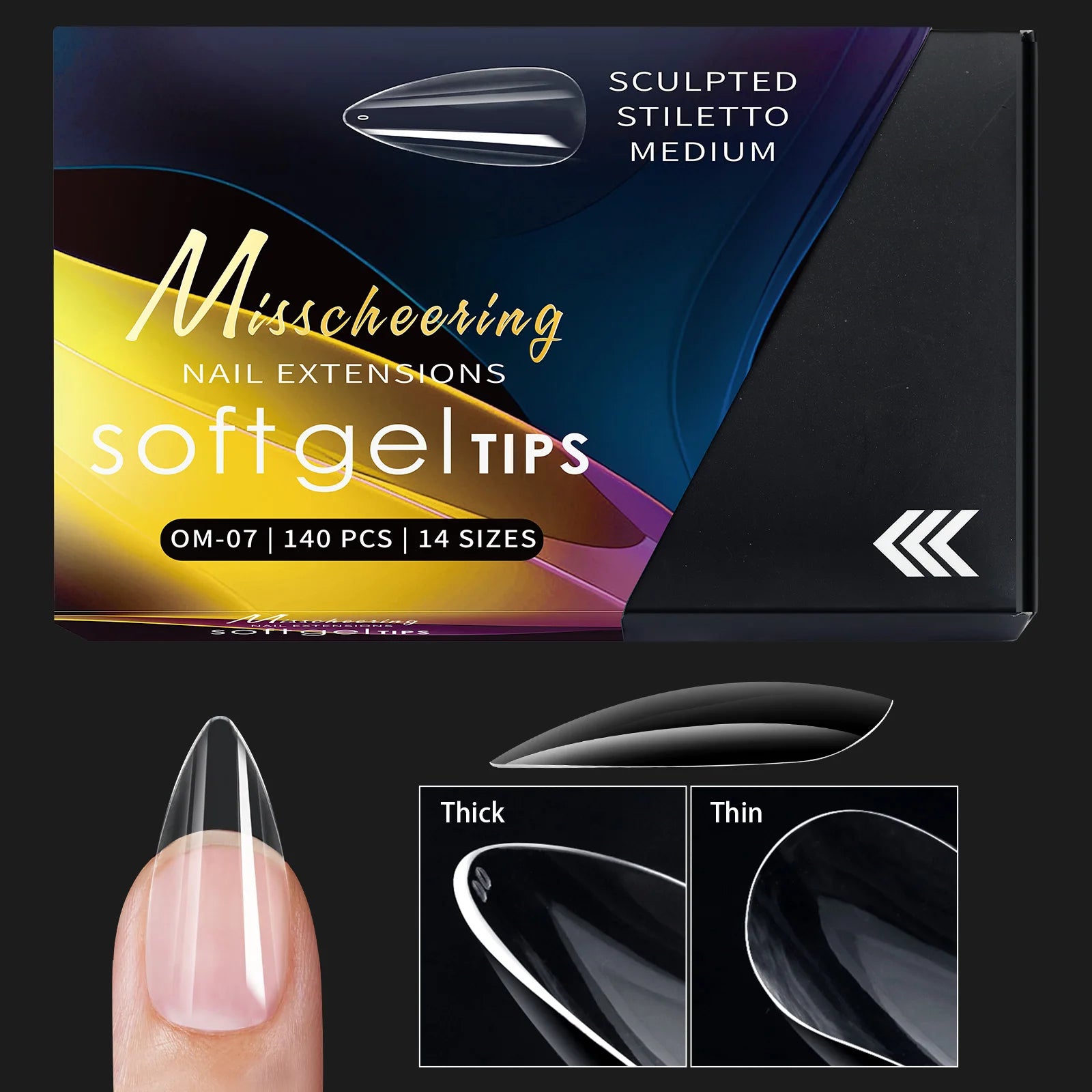 120/140 Uds. Puntas de uñas postizas de aguja de almendra extensión de uñas postizas suaves y transparentes para el hogar DIY salón de uñas manicura prensa en las uñas