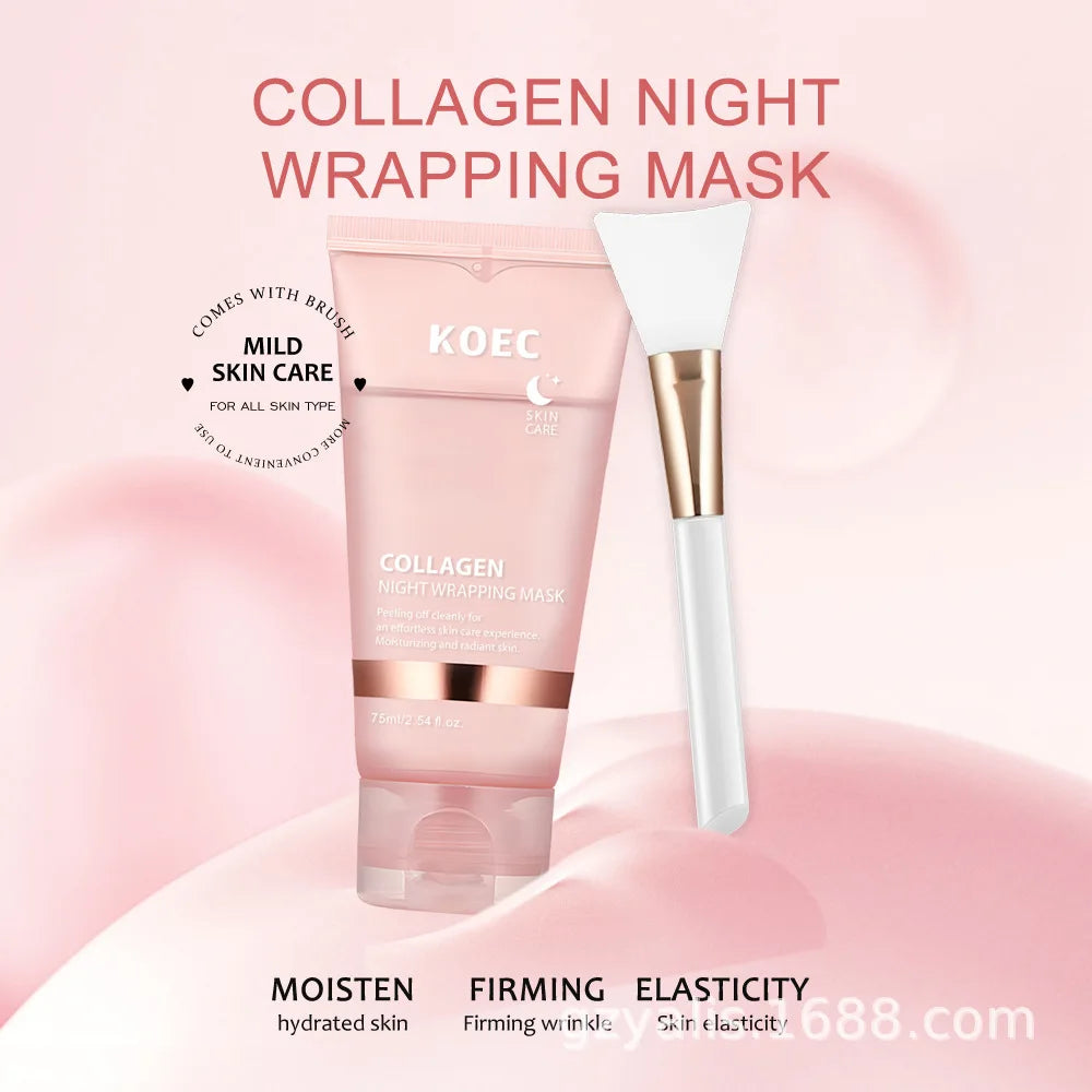 75ml KOEC colágeno noche Peel Off máscara hidratante reafirmante nutritivo elasticidad eliminar puntos negros ácido hialurónico niacinamida
