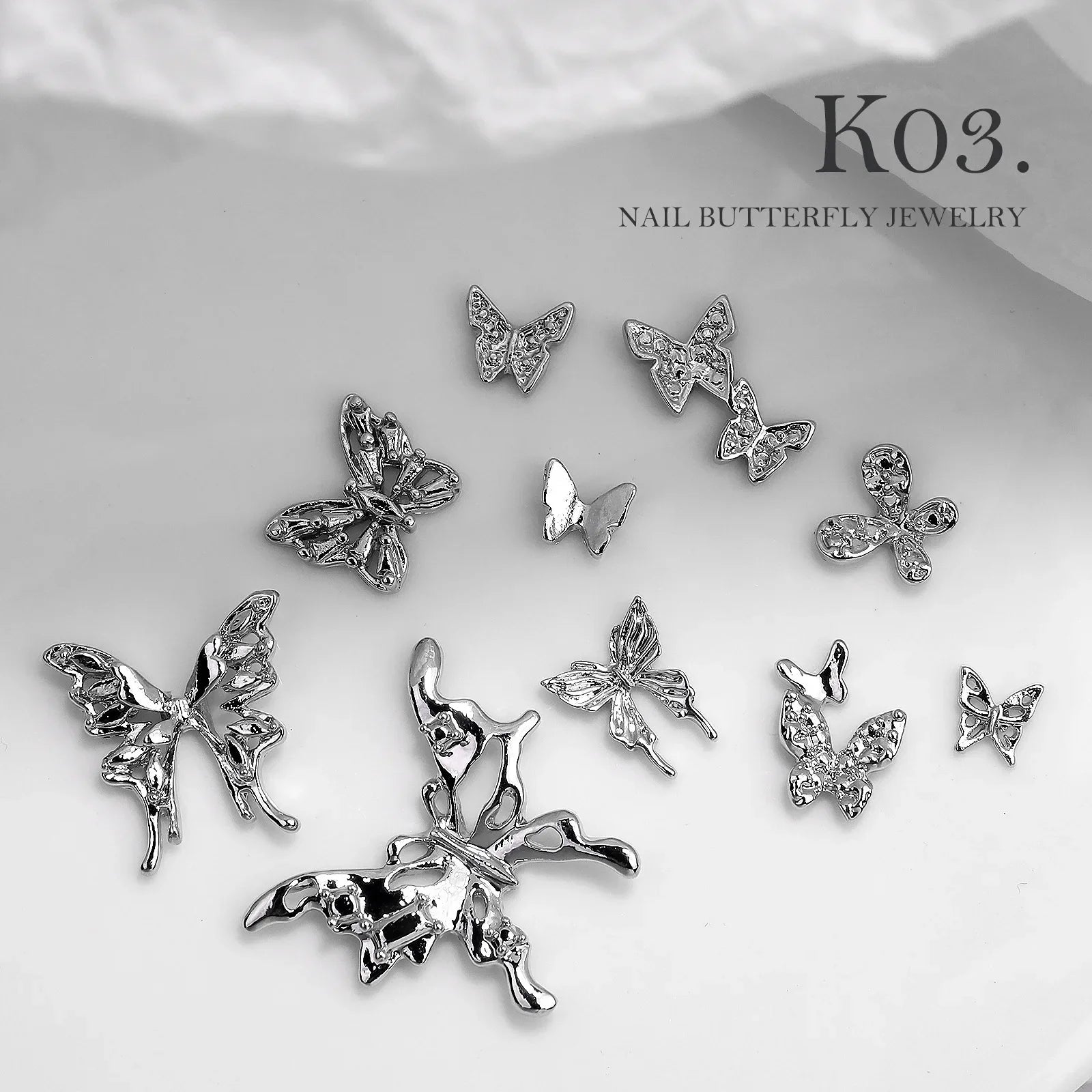 20 piezas de diamantes de imitación de mariposa de aleación para uñas, arte de uñas estereoscópico 3D, accesorios de diseño de manicura DIY de lujo