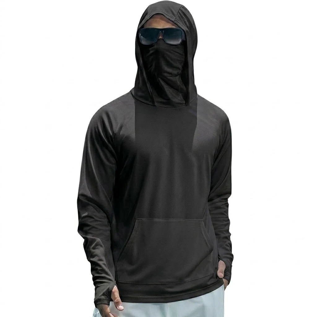 Camiseta de Manga Larga con Capucha para Hombre, Protección Solar UPF50+, de Secado Rápido, para Correr, Pesca, Deporte, Estilo Urbano
