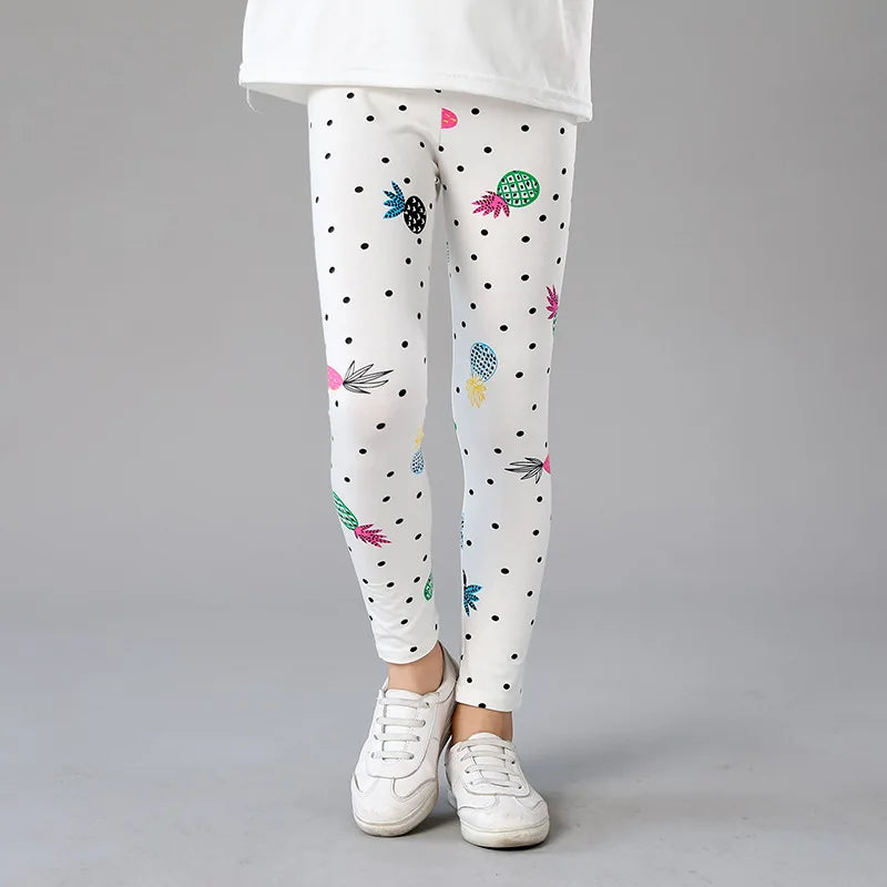 Little maven, novedad de 2024, mallas con flores de dibujos animados, pantalones para niños, pantalones encantadores para primavera y otoño para niños de 2 a 7 años