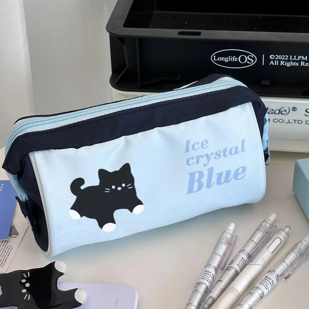 Estuche para lápices Modular con estampado de perro, multicapa, estilo Ins, gran capacidad, ecológico, organizador de papelería para estudiantes y bolsa de maquillaje