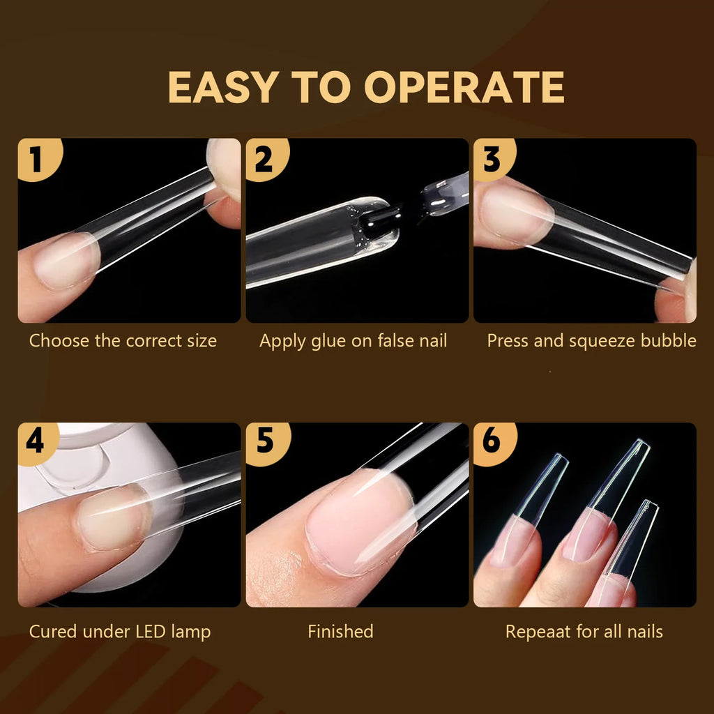 120/140 Uds. Puntas de uñas postizas de aguja de almendra extensión de uñas postizas suaves y transparentes para el hogar DIY salón de uñas manicura prensa en las uñas