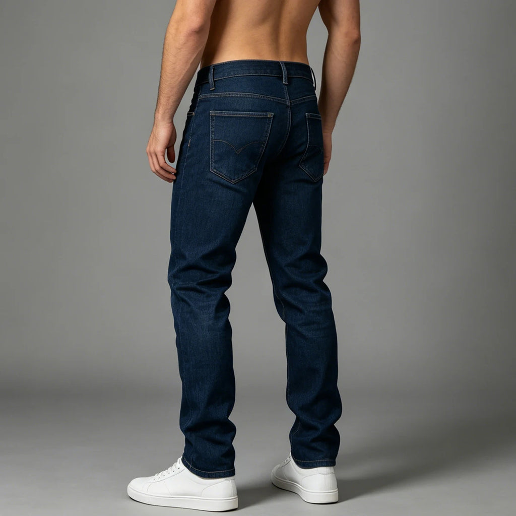 Pantalones vaqueros de pierna recta para hombre, de color liso, para primavera y otoño, a la moda, elegantes, sencillos, informales, negros, versátiles, para exteriores