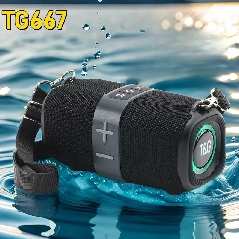 Altavoz Bluetooth inalámbrico portátil para exteriores TG667, altavoz doble, Subwoofer Bluetooth 5,3 con soporte RGB, tarjeta FM/TF/disco USB