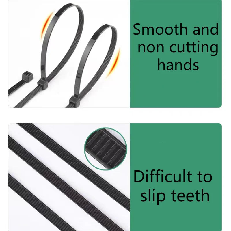 100 piezas negro 4x200 cable anillo de fijación reutilizable cable Zip Ties de pulgadas reciclable desmontable