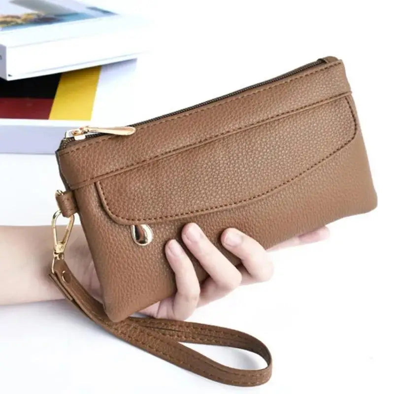 Nuevo Carteras de Pu para mujer, monederos a la moda con Cremallera larga, monedero para mujer, monedero