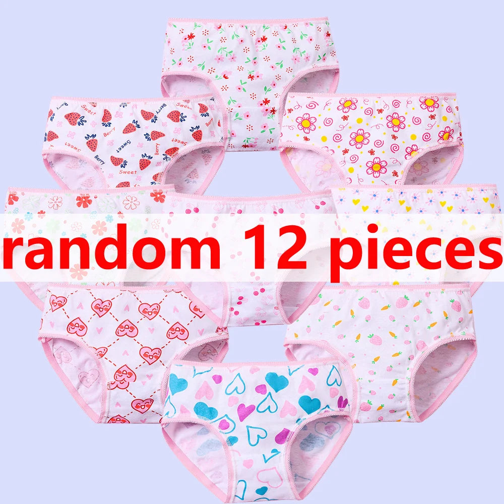 Conjuntos de bragas de algodón para niñas y niños, calzoncillos cortos, ropa interior para niños, pantalones cortos de dibujos animados, calzoncillos, bragas de encaje, 3/6/12 Uds.
